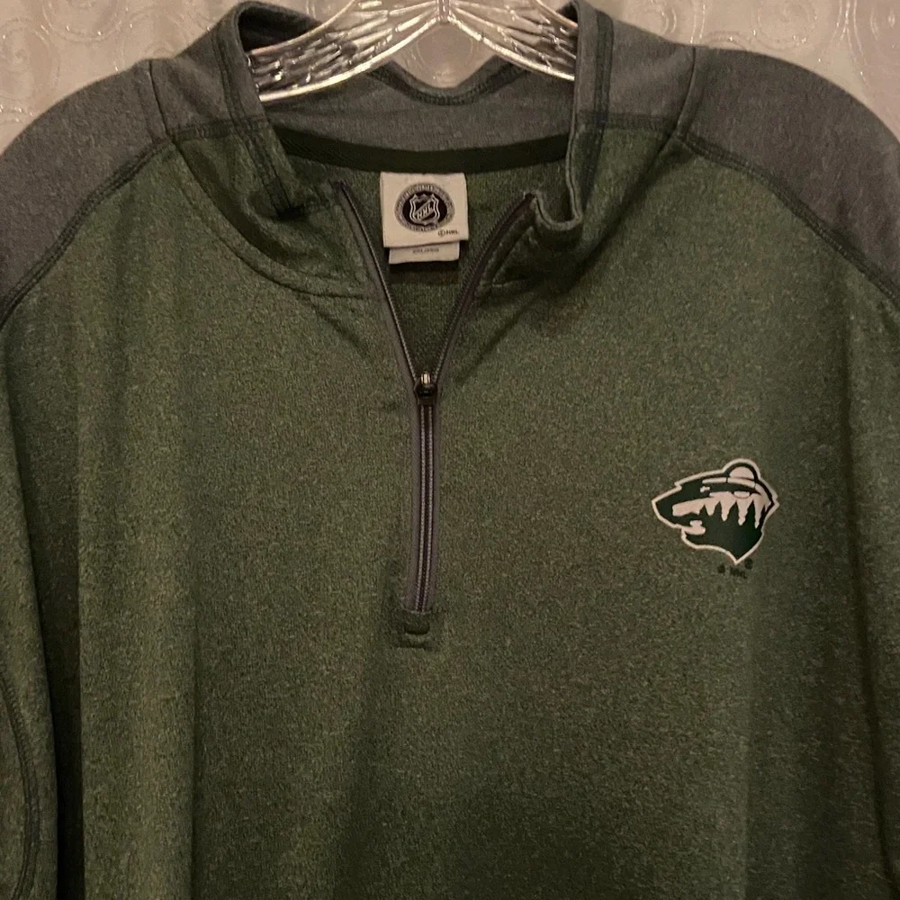 NHL Minnesota Wild Green and Gray Quarter-Zip Pullover Men’s Size XXL 🔥 YB2